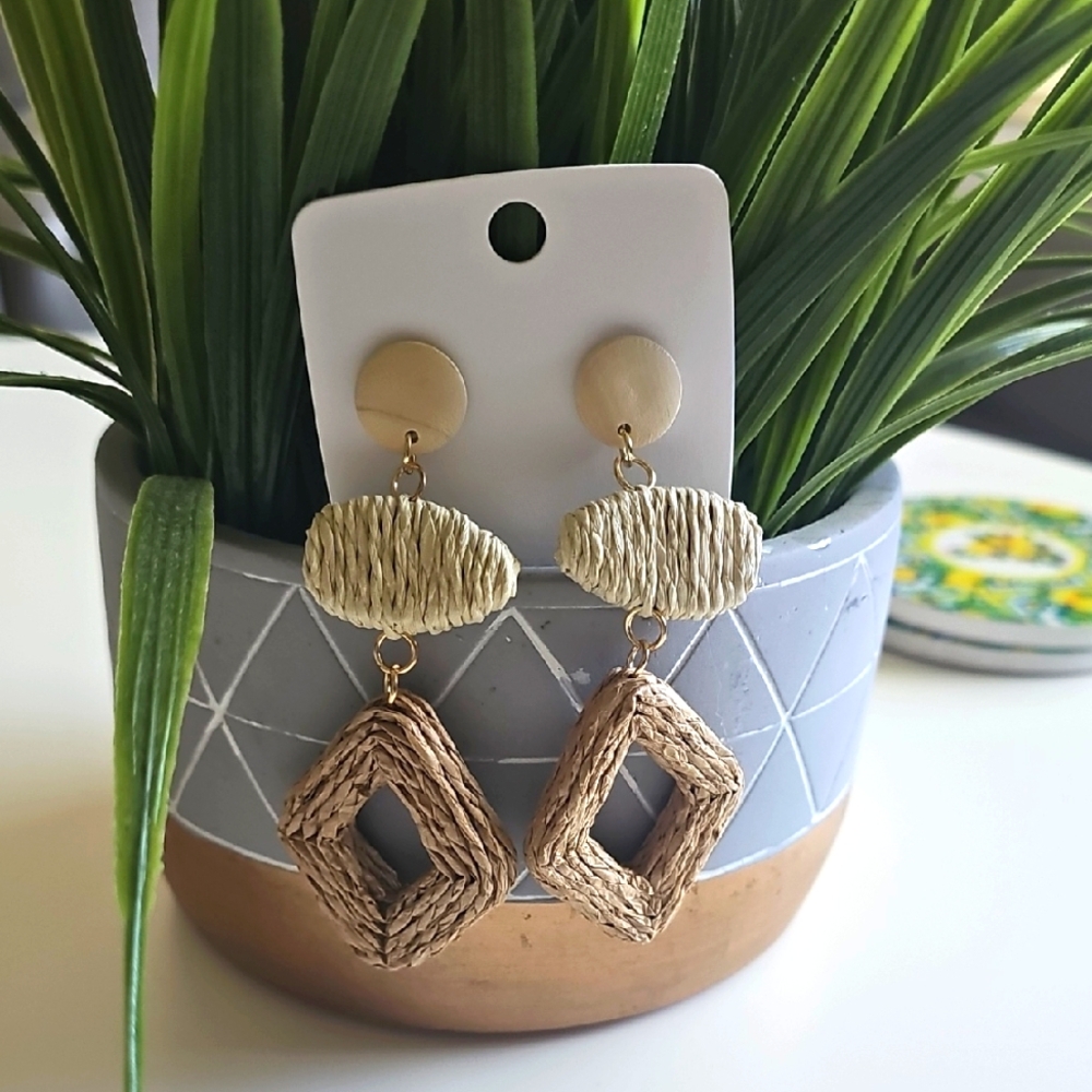 NWT Woven Geometric Drop Earrings